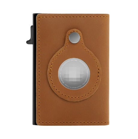RFID Card Holder Mens Leather Wallet With AirTag Holder
