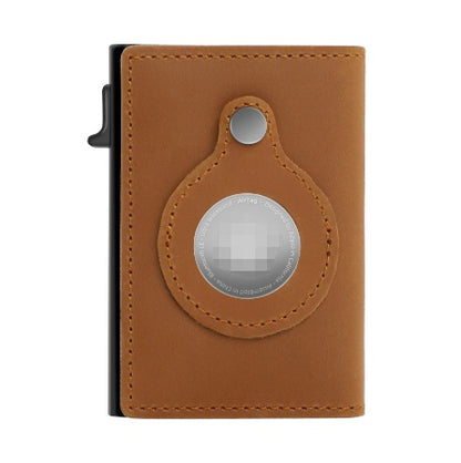 RFID Card Holder Mens Leather Wallet With AirTag Holder
