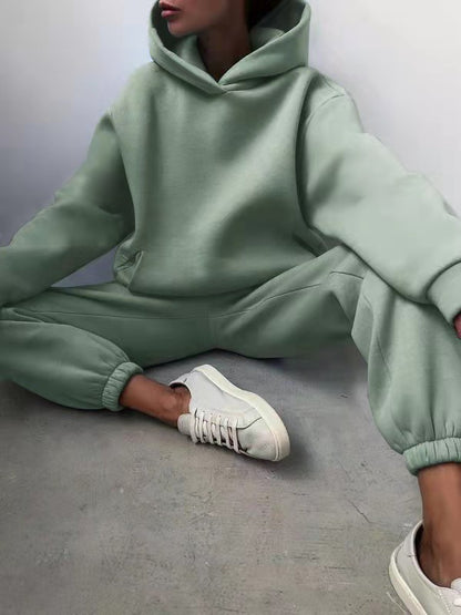 Women's Matching Casual Hooded Sweater & Pants Tracksuit