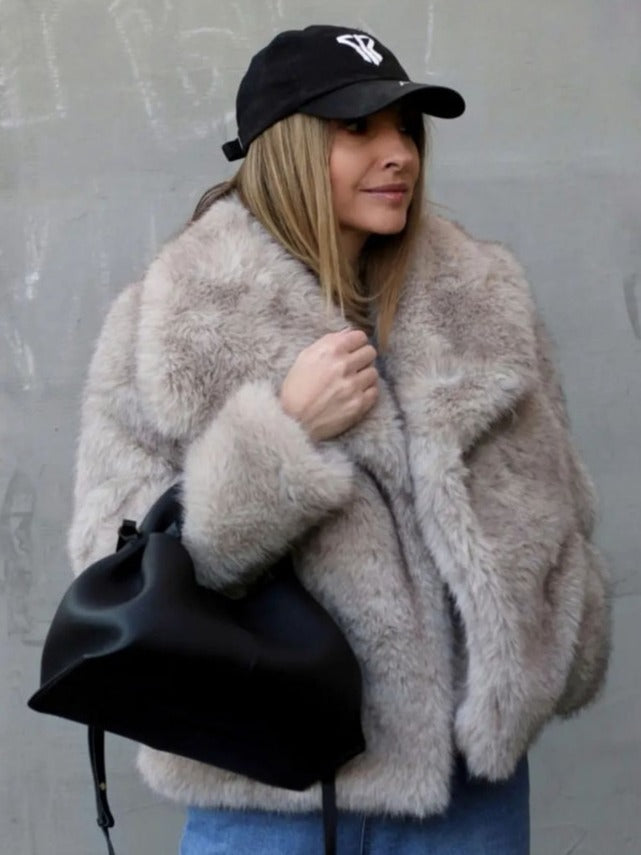 Women's Plush Coat Lapel