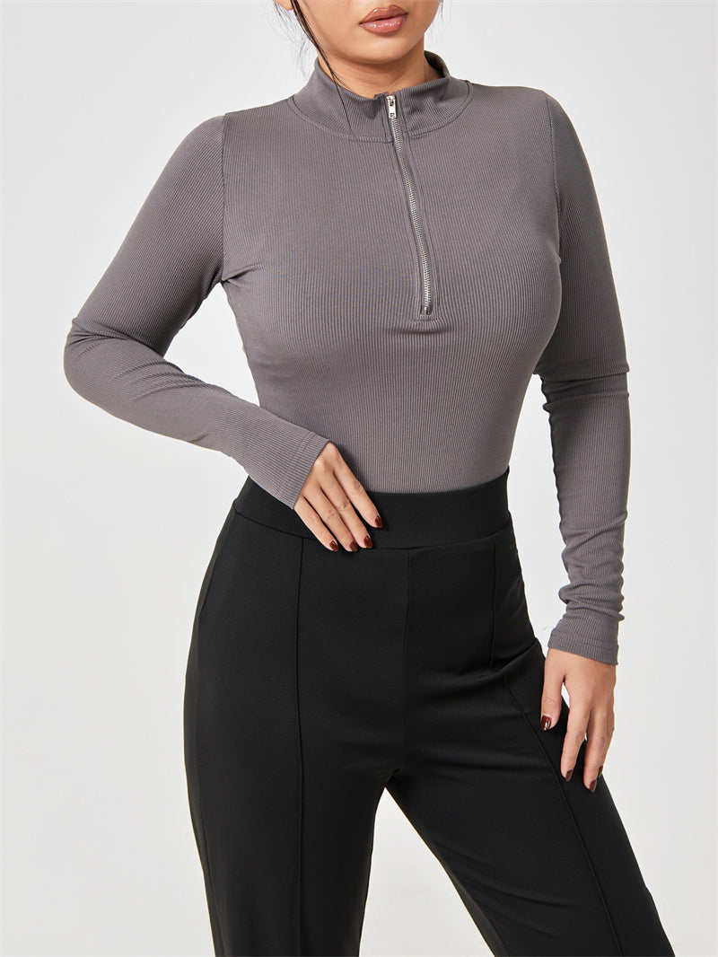Women's Seamless Long Sleeve Zipper Jumpsuit Shapewear