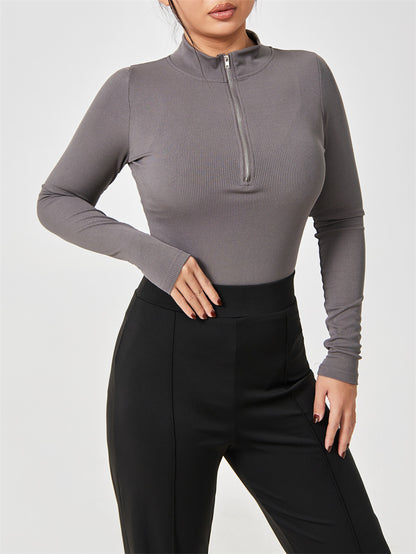 Women's Seamless Long Sleeve Zipper Jumpsuit Shapewear