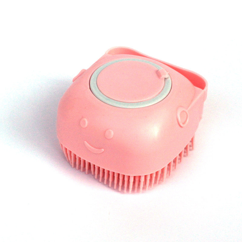 Pet Bath Massage Cleaning Tool Brush With Soap Container