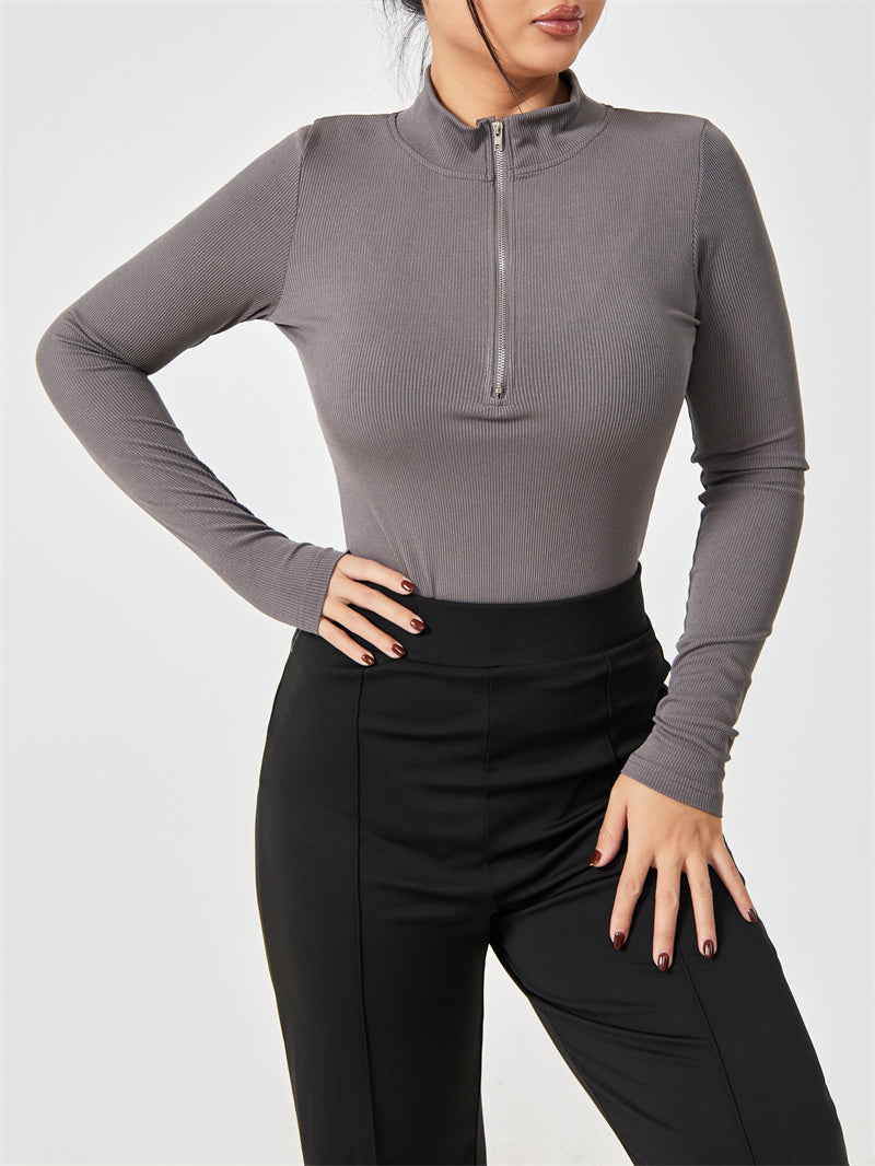 Women's Seamless Long Sleeve Zipper Jumpsuit Shapewear
