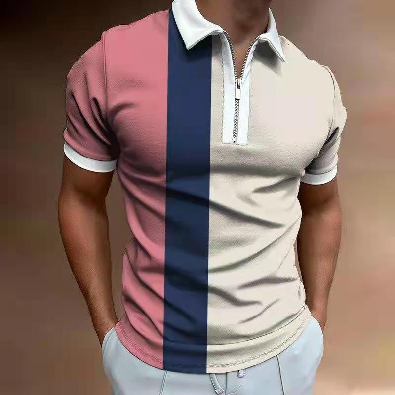 Men's Short Sleeve Striped POLO Shirt