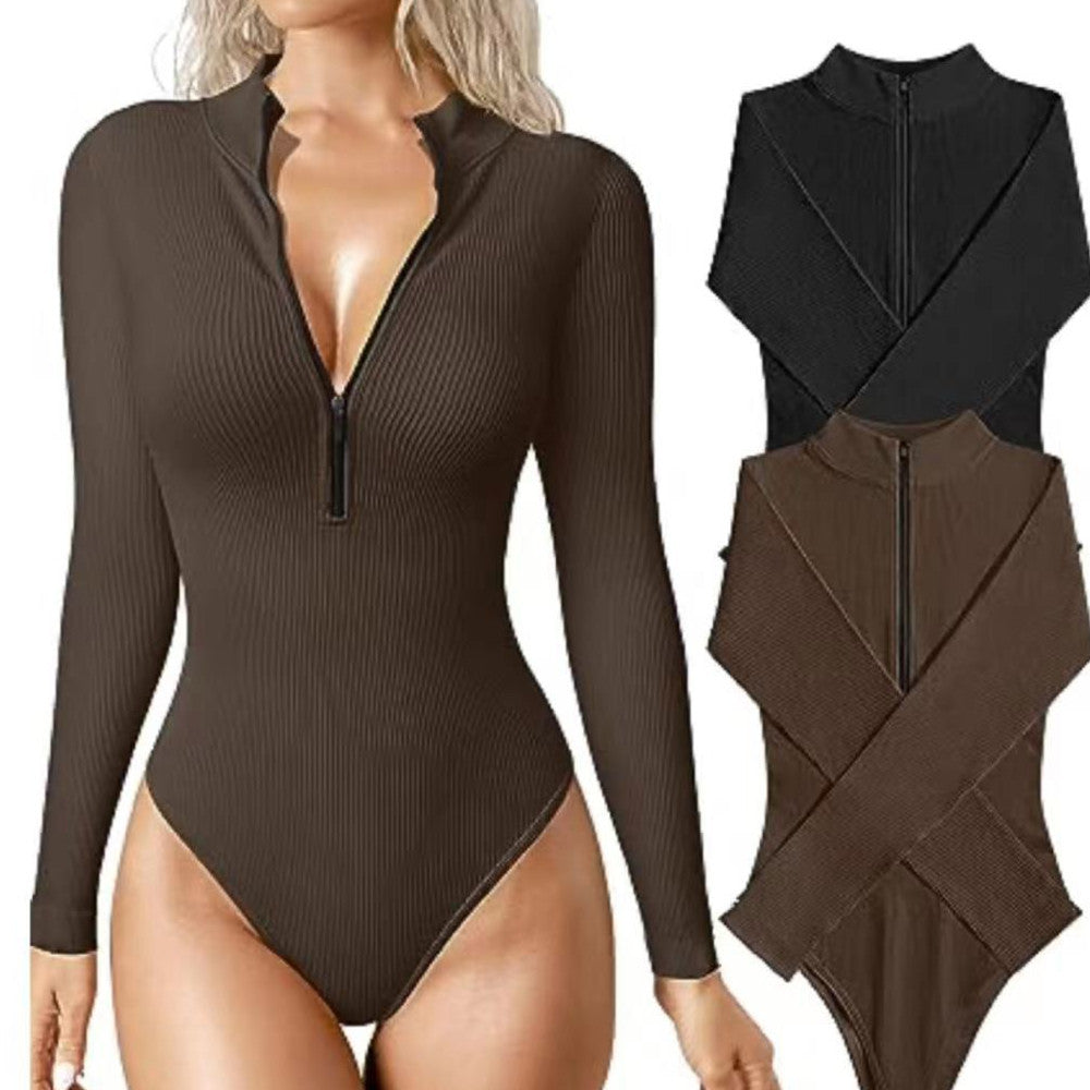 Women's Seamless Long Sleeve Zipper Jumpsuit Shapewear