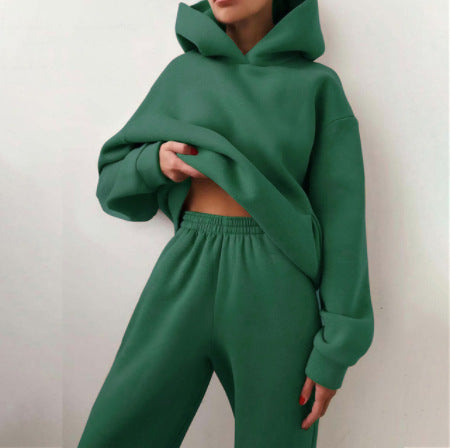 Women's Matching Casual Hooded Sweater & Pants Tracksuit