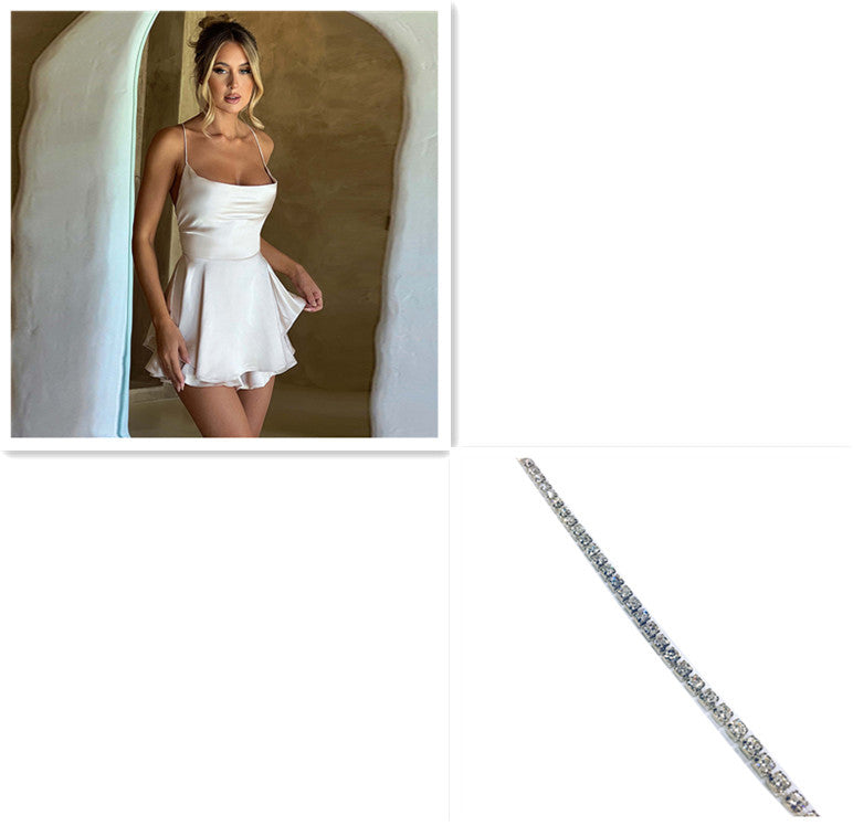Women's Sexy Backless Suspender Skirt Dress