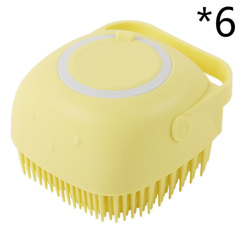 Pet Bath Massage Cleaning Tool Brush With Soap Container