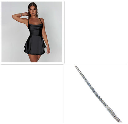 Women's Sexy Backless Suspender Skirt Dress