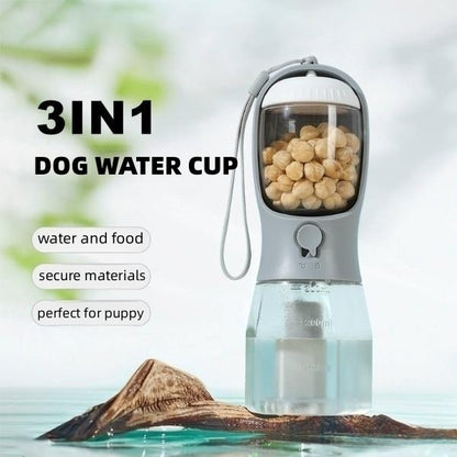 Three-in-one Portable Pet Cups Water Bottle, Food Container and Waist Bag Holder