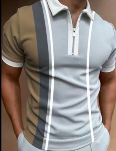 Men's Short Sleeve Striped POLO Shirt