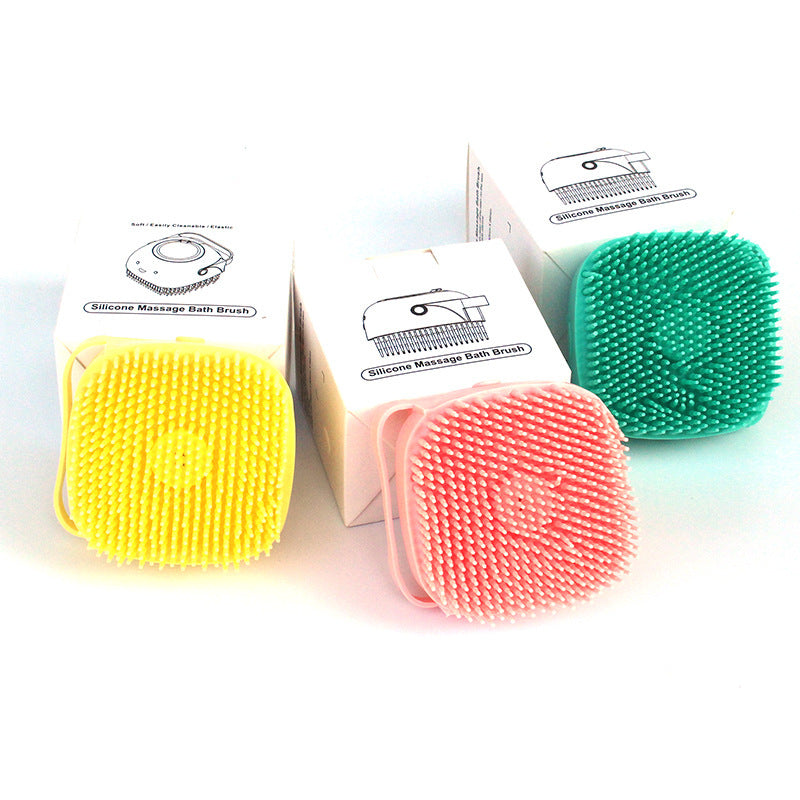Pet Bath Massage Cleaning Tool Brush With Soap Container