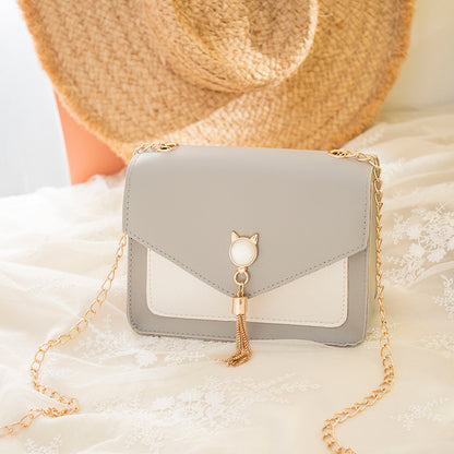 Small Messenger Bag Sweet And Cute With Cat Tassel Decoration Chain