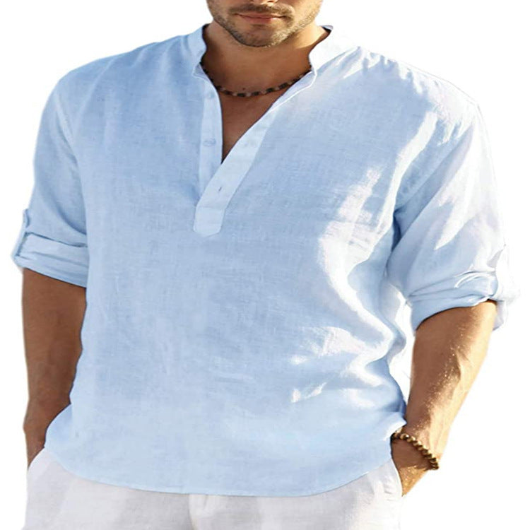 Men's Casual Long Sleeve Cotton Linen Shirt