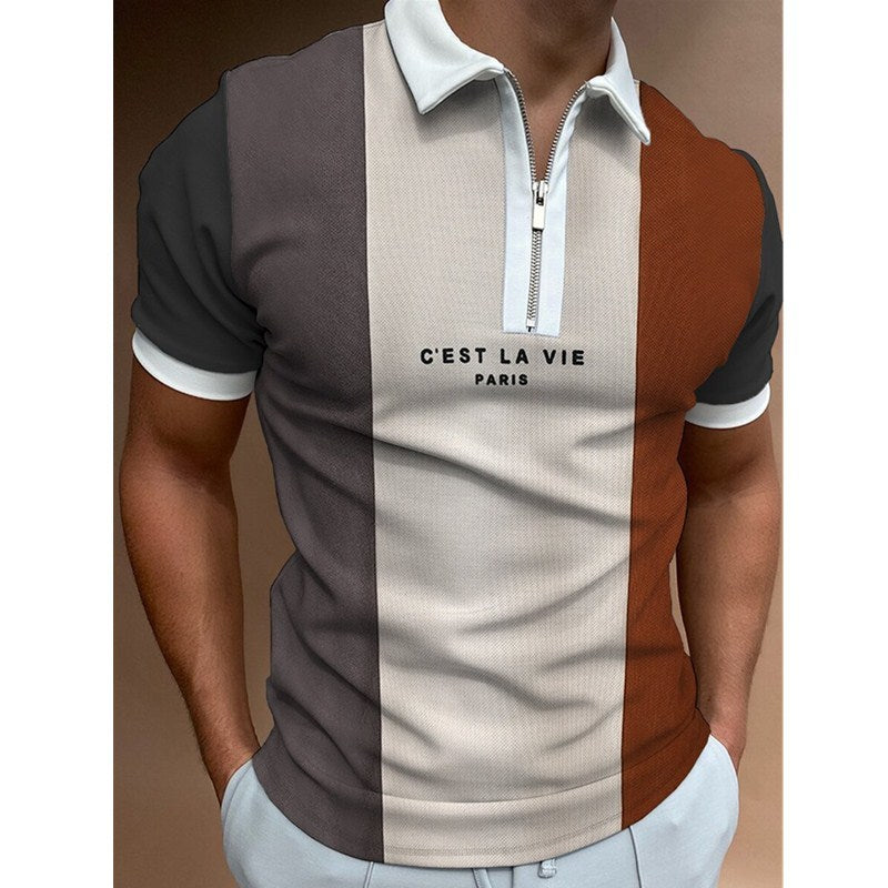 Men's Short Sleeve Striped POLO Shirt