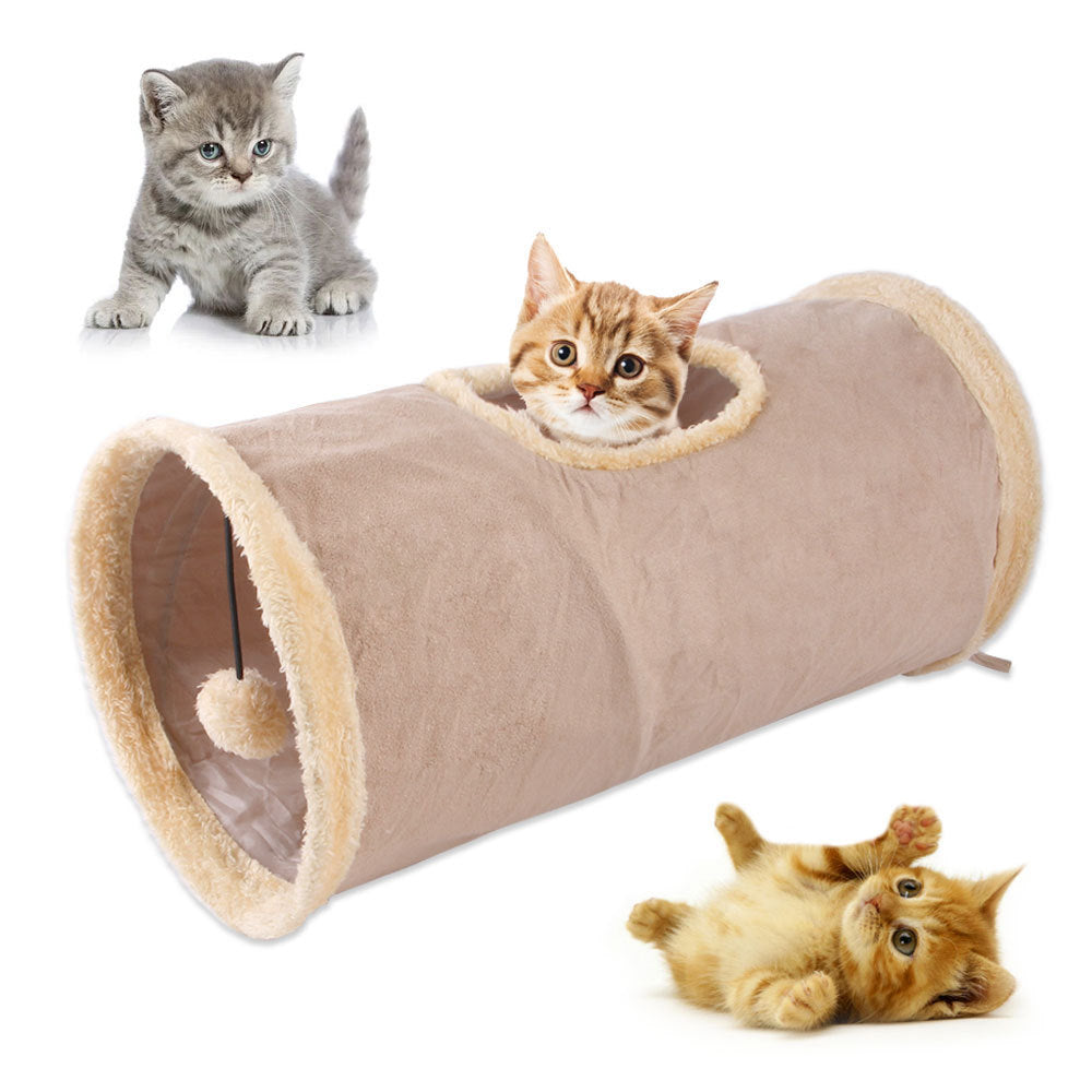 Packable Folding Suede Cat Channel Tunnel Toy