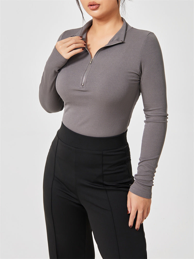 Women's Seamless Long Sleeve Zipper Jumpsuit Shapewear