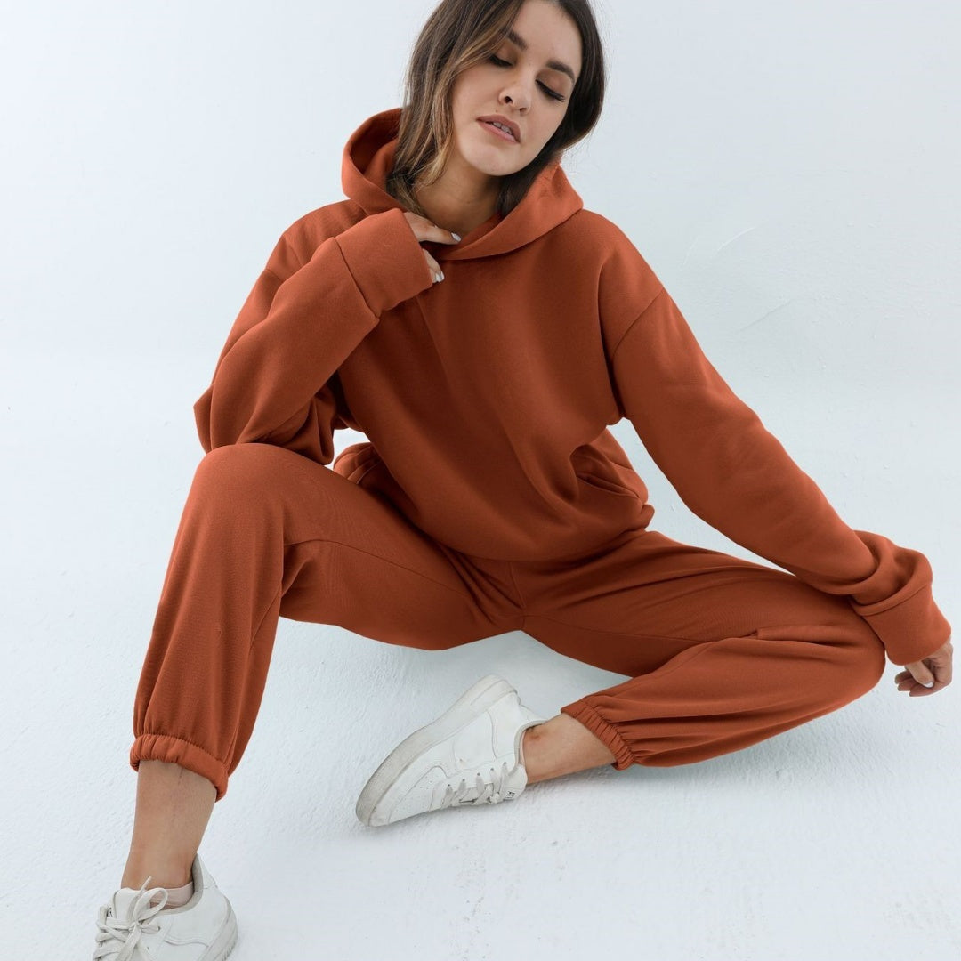 Women's Matching Casual Hooded Sweater & Pants Tracksuit