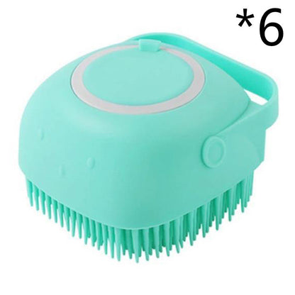 Pet Bath Massage Cleaning Tool Brush With Soap Container