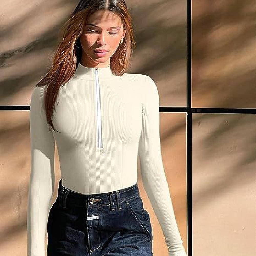 Women's Seamless Long Sleeve Zipper Jumpsuit Shapewear