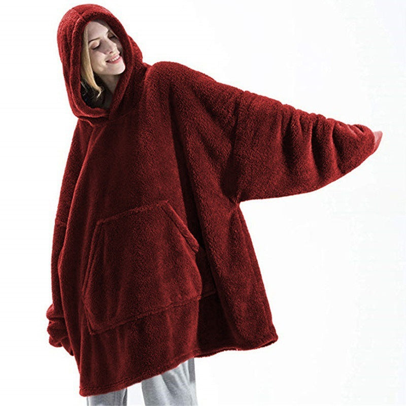 Hoodie Sweatshirt With Big Pocket Comfortable Loose Double-Sided Fleece