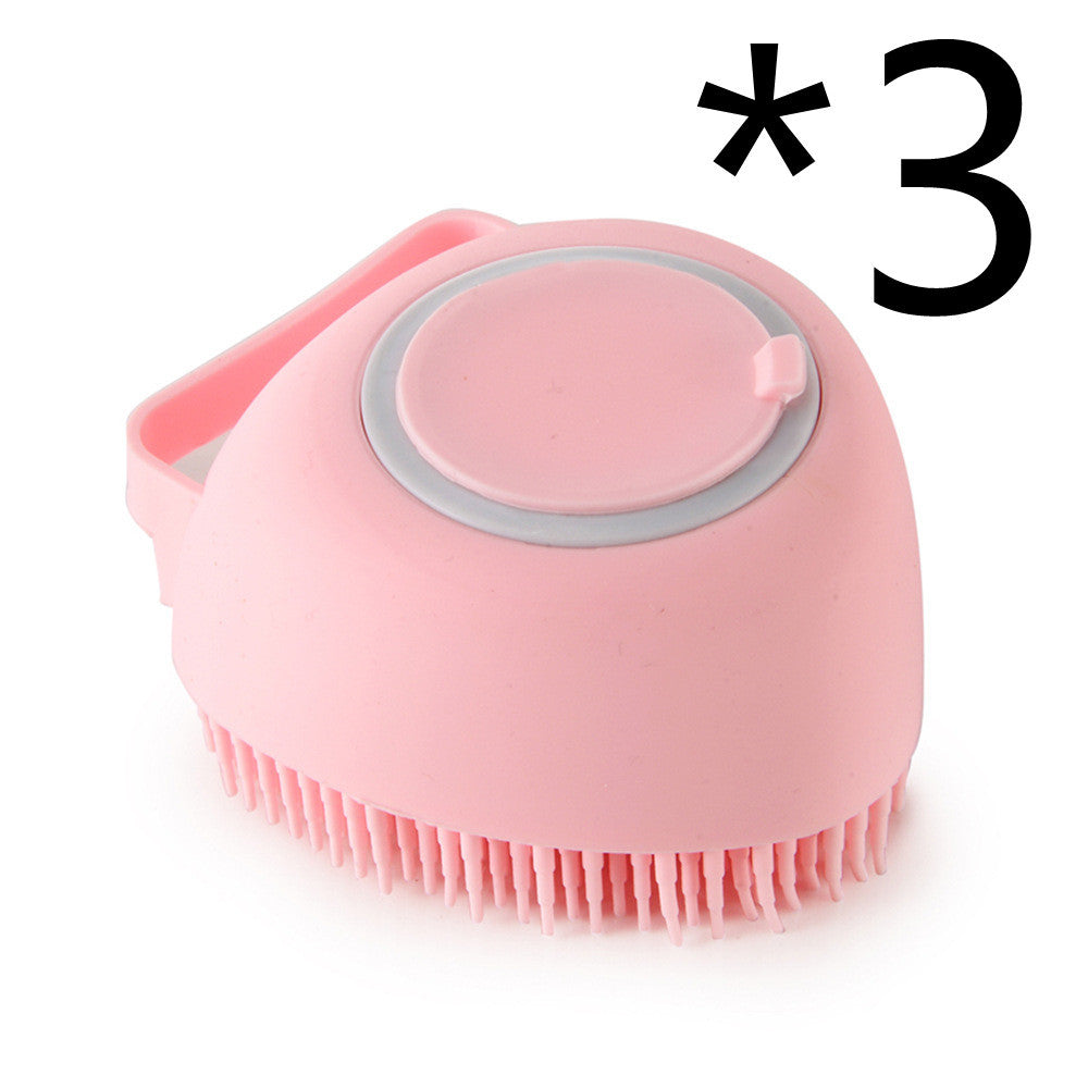 Pet Bath Massage Cleaning Tool Brush With Soap Container