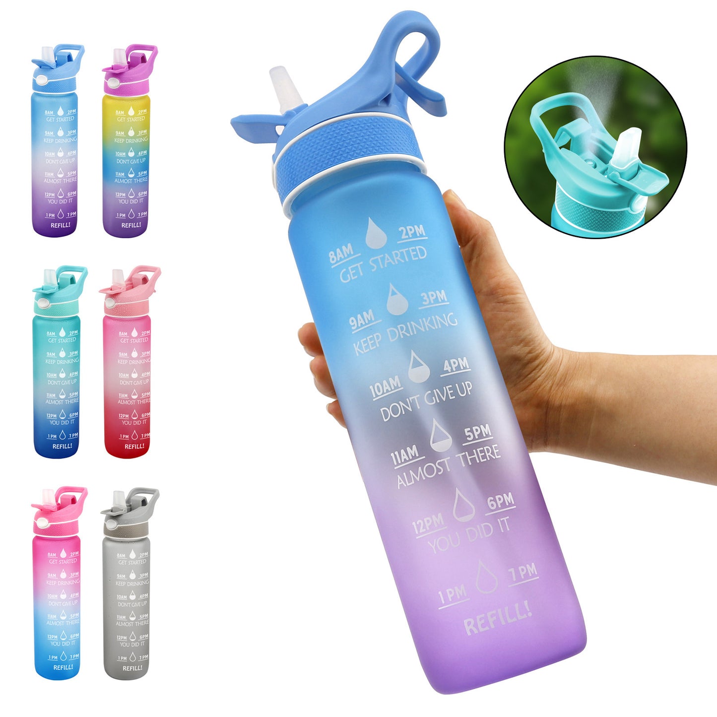 2 in 1 Spray Misting Water Bottle