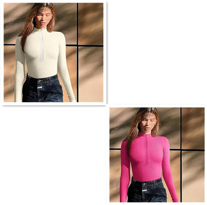 Women's Seamless Long Sleeve Zipper Jumpsuit Shapewear
