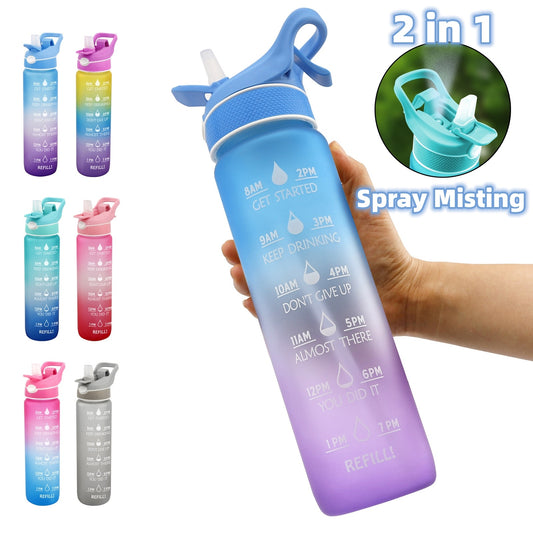 2 in 1 Spray Misting Water Bottle