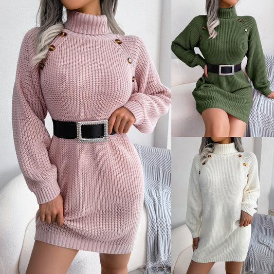 Women's Turtleneck Long Sweater Dress