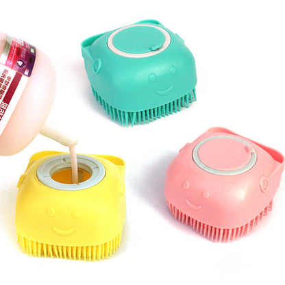Pet Bath Massage Cleaning Tool Brush With Soap Container