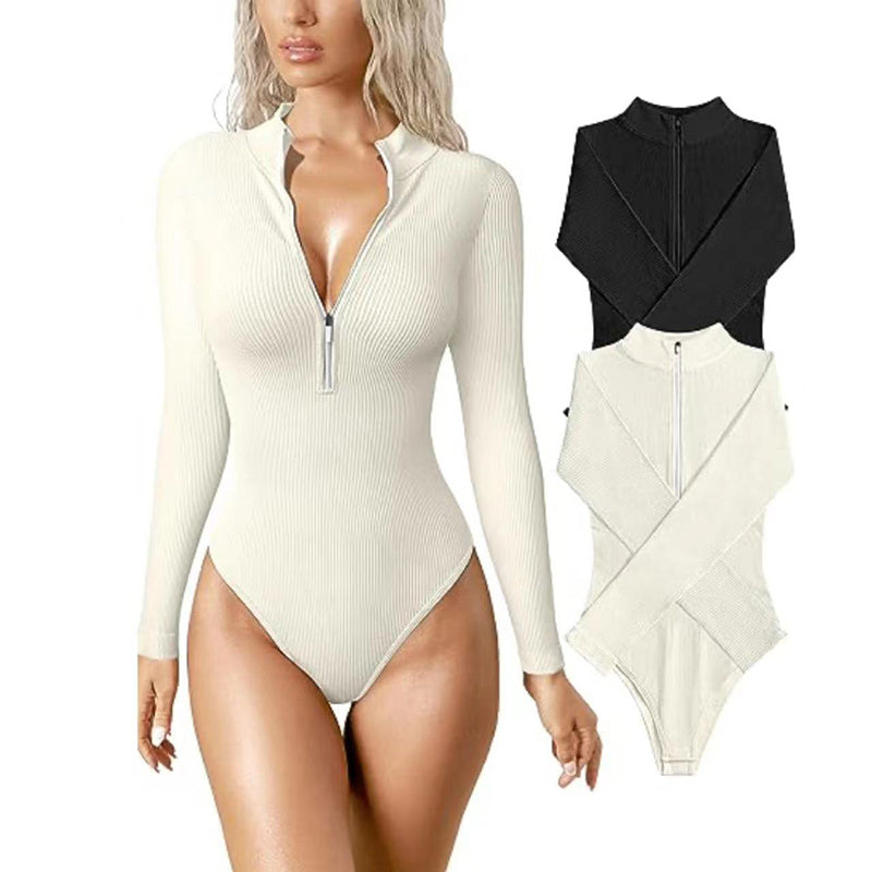 Women's Seamless Long Sleeve Zipper Jumpsuit Shapewear