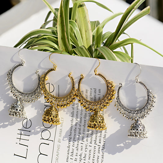 India Retro Metal Tassel Earrings