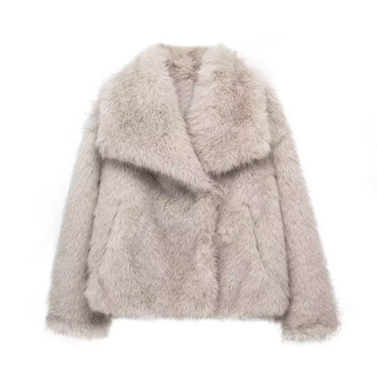 Women's Plush Coat Lapel
