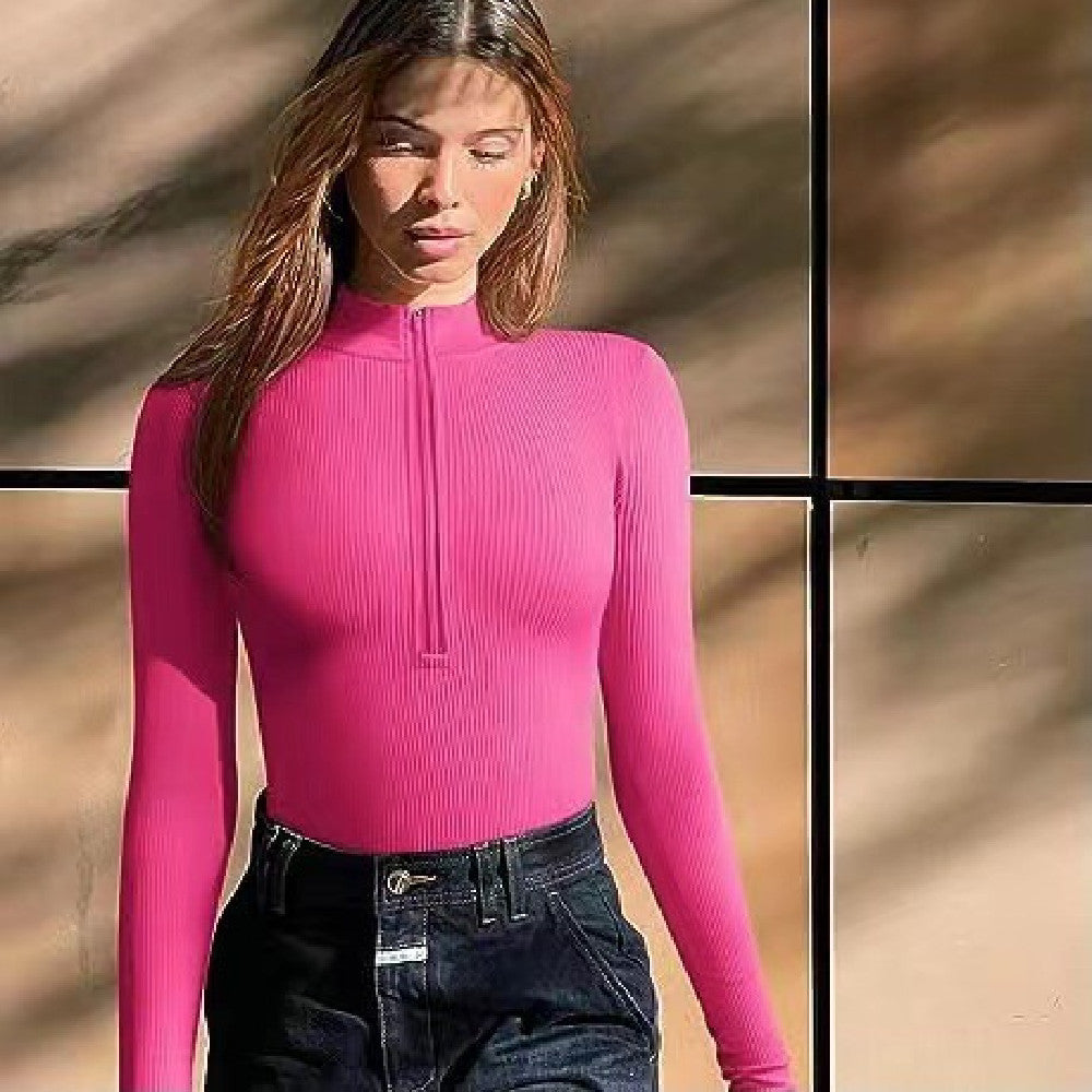 Women's Seamless Long Sleeve Zipper Jumpsuit Shapewear