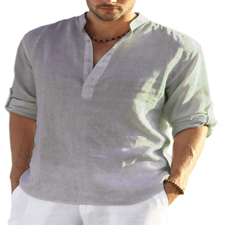 Men's Casual Long Sleeve Cotton Linen Shirt