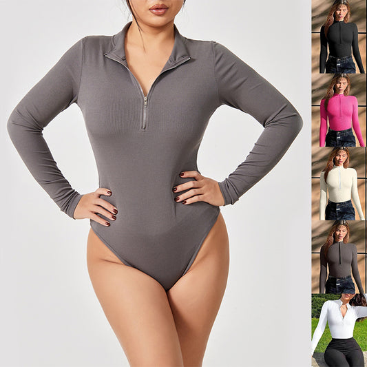 Women's Seamless Long Sleeve Zipper Jumpsuit Shapewear