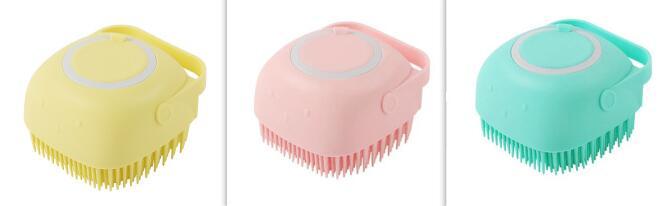 Pet Bath Massage Cleaning Tool Brush With Soap Container
